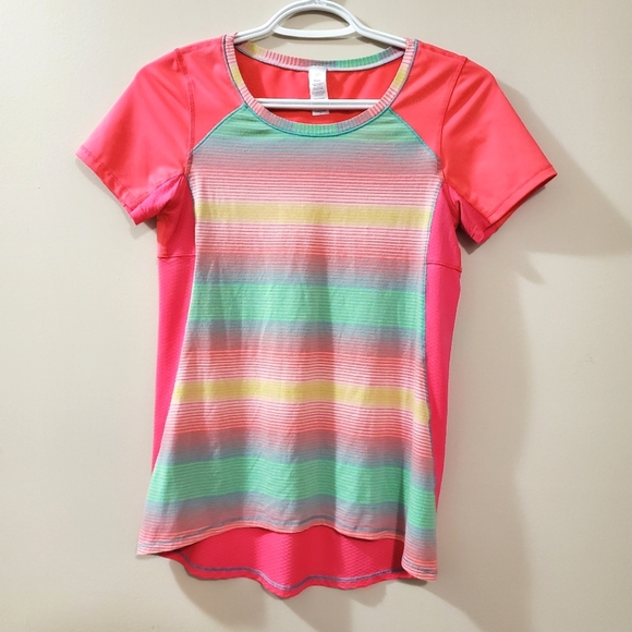 Ivivva girls lululemon top - Pink and multicolor striped - Size 14 - Picture 1 of 5